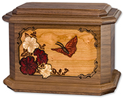 3D Inlay Octagon Style Walnut Butterfly Urn