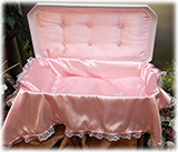 Deluxe White and Pink Pet Casket
