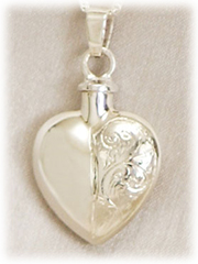 Etched Heart Pet Cremation Jewelry