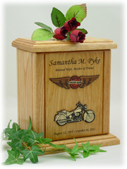 Embossed  Heart with Wings Motorcycle Urn