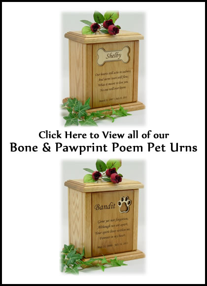 Bone and Pawprint Poem Pet Urns