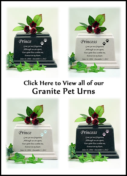 Granite Dog Urn - Memorial Poem Dog Urns