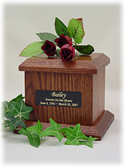 Economy Pet Urn - Small - Chestnut W/Plate