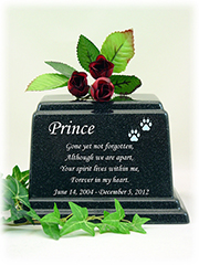 Black Granite Pet Urn - Blue Pawprints