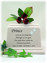 White Granite Pet Urn - Blue Pawprints